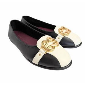 Aerosoles Big Bet black & white gold toe accent comfort flats womens 11 wide